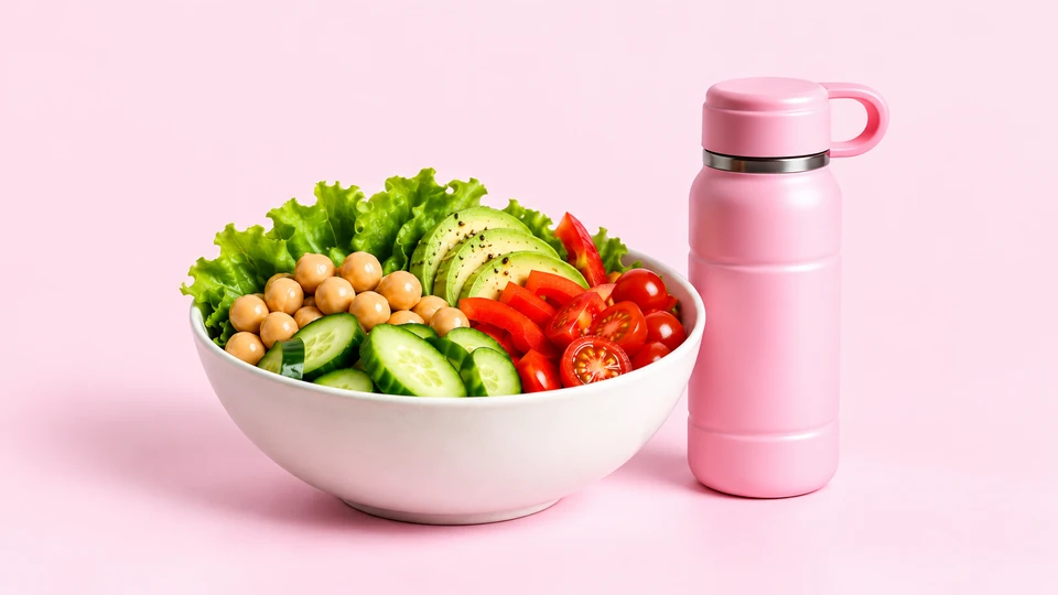 Bowl de vegetales y termo